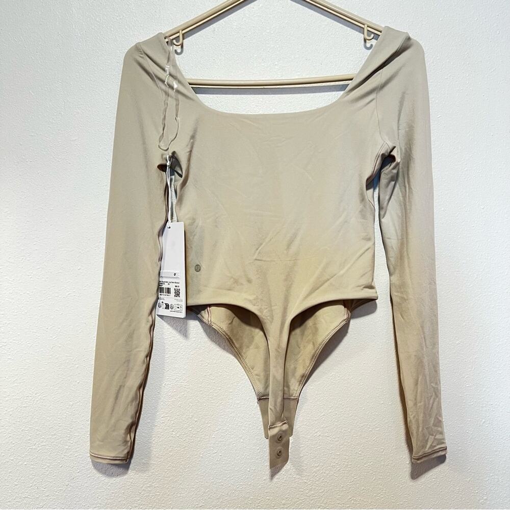 Lululemon XS Wundermost Ultra-Soft Nulu Square-Neck Long-Sleeve Bodysuit Mojave - Picture 5 of 7
